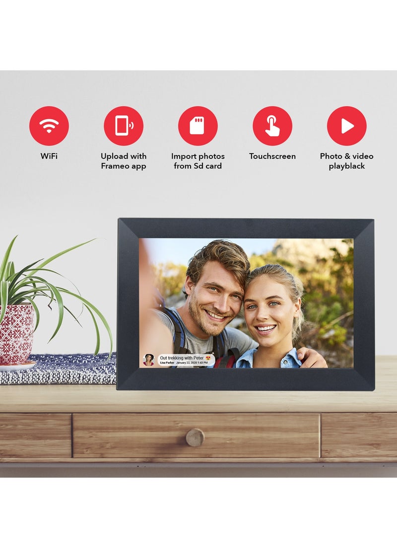 FRAMEO Digital Photo Frame 10.1 inch WiFi Smart Frame HD IPS Touch Screen, 32GB Storage, Auto-Rotate, Wall-Mountable, Easy Setup to Share Photos & Videos via Free App from Anywhere - Image 1