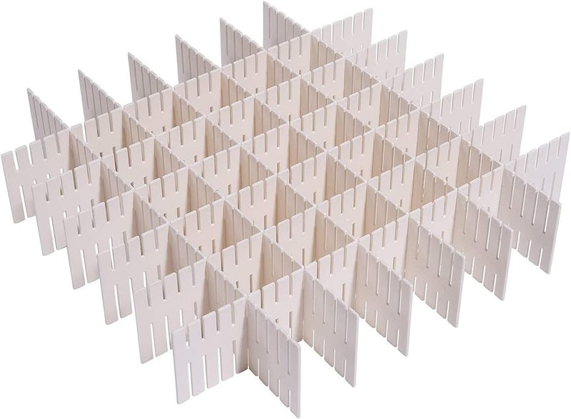DUTWROY 24Pcs Adjustable Drawer Dividers 14.5Inch Plastic Storage Drawers Divider White DIY Grid Drawer Organizer Dividers for Socks Underwear Makeup Clothes (White) - Image 3