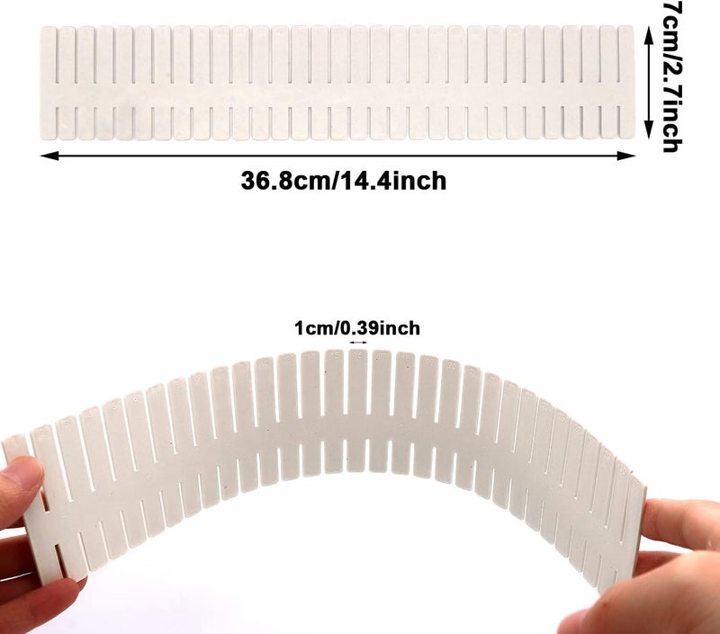 DUTWROY 24Pcs Adjustable Drawer Dividers 14.5Inch Plastic Storage Drawers Divider White DIY Grid Drawer Organizer Dividers for Socks Underwear Makeup Clothes (White) - Image 2