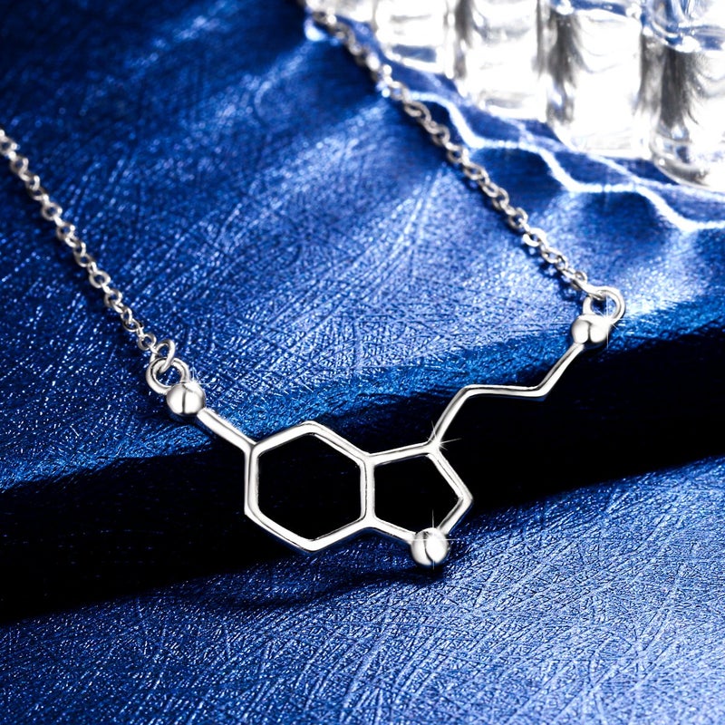 FANZE Women's 925 Sterling Silver Dopamine Happiness Neurotransmitter Chemistry Science Molecule Pendant Necklace Trendy Jewelry Gift for Chrismas Thanksgiving Valentine Mother's Day - Image 5