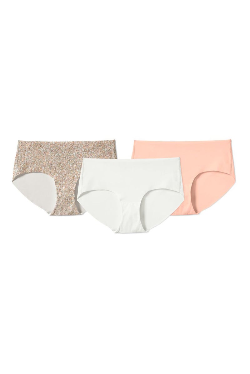 Tchibo Women 3 Pc Floral Print Magic-Cut Pantys, White - Image 2