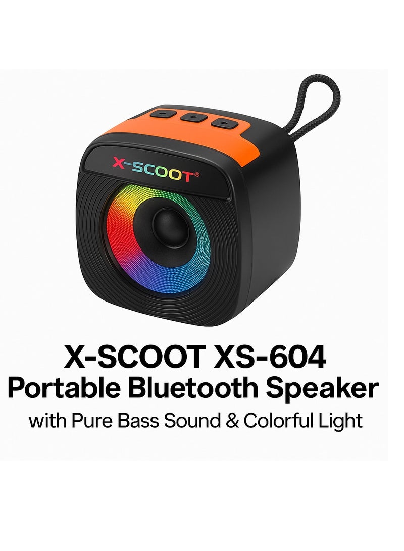 X-SCOOT XS-604 Portable Bluetooth Sub Speaker with Ultra Clear Bass & Colorful Light – Black - Image 1
