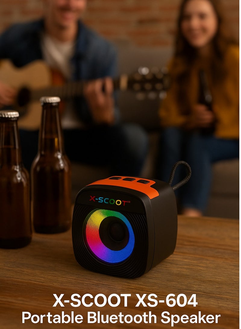 X-SCOOT XS-604 Portable Bluetooth Sub Speaker with Ultra Clear Bass & Colorful Light – Black - Image 3