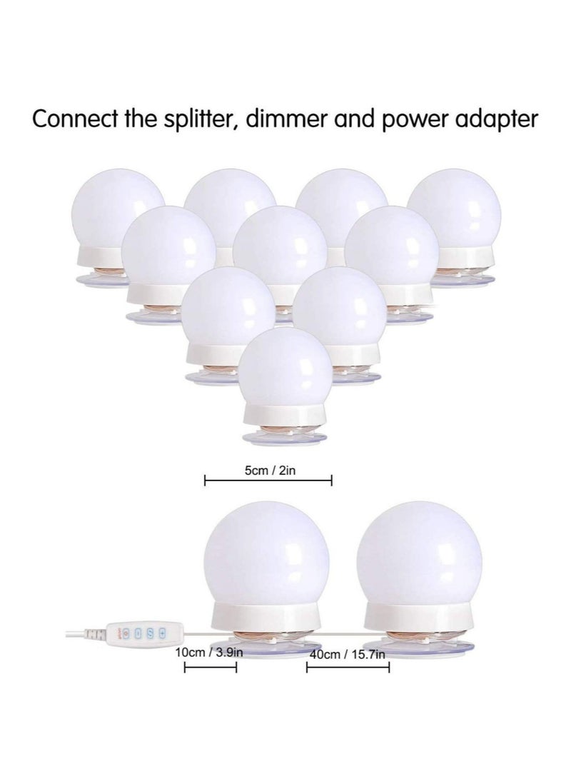 ELTRAZONE Hollywood Style LED Vanity Mirror Lights Kit with 10 Dimmable Light Bulbs For Makeup Dressing Table and Power Supply Plug in Lighting Fixture strip - Image 4