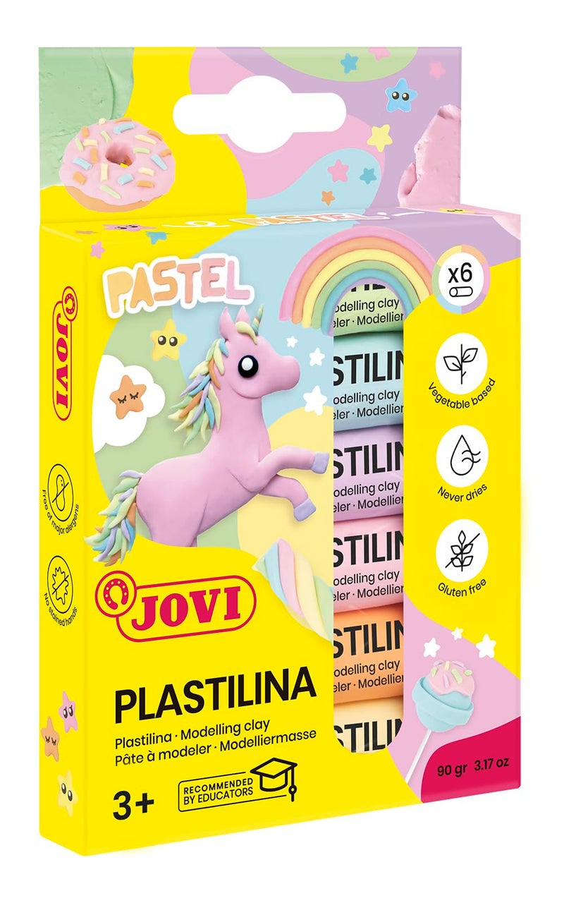 JOVI New Jovi Plastilina Reusable and Non-Drying Modeling Clay; Pastel Colors, 0.50 Oz. Bars, Set of 6, Perfect for Arts and Crafts Projects - Image 3
