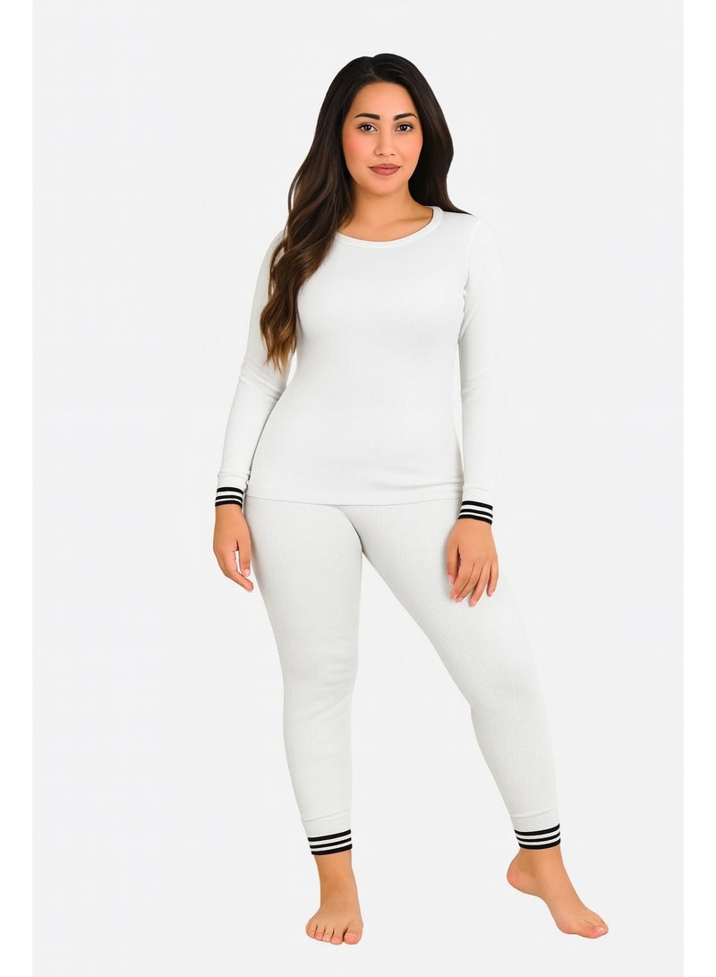 Unisex Thermal Underwear Set, Long Sleeve Top and Bottom, Winter Base Layer Sleepwear - Image 2