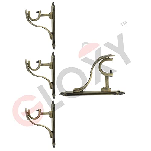 GLOXY ENTERPRISE Brass Curtain Brackets Supports Holder for Door Window in Antique Vintage Design-(2 Pair) - Image 2