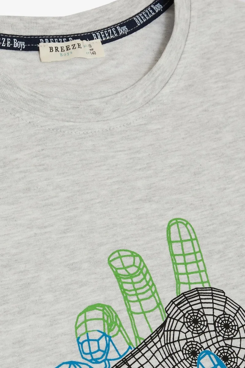 Breeze Boy's T-Shirt Game Console Printed 8-14 Years, Gray Melange