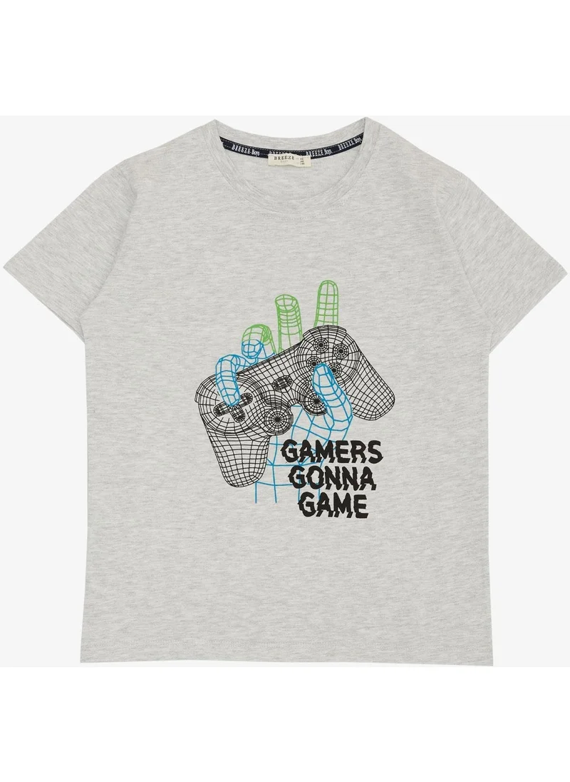 Breeze Boy's T-Shirt Game Console Printed 8-14 Years, Gray Melange