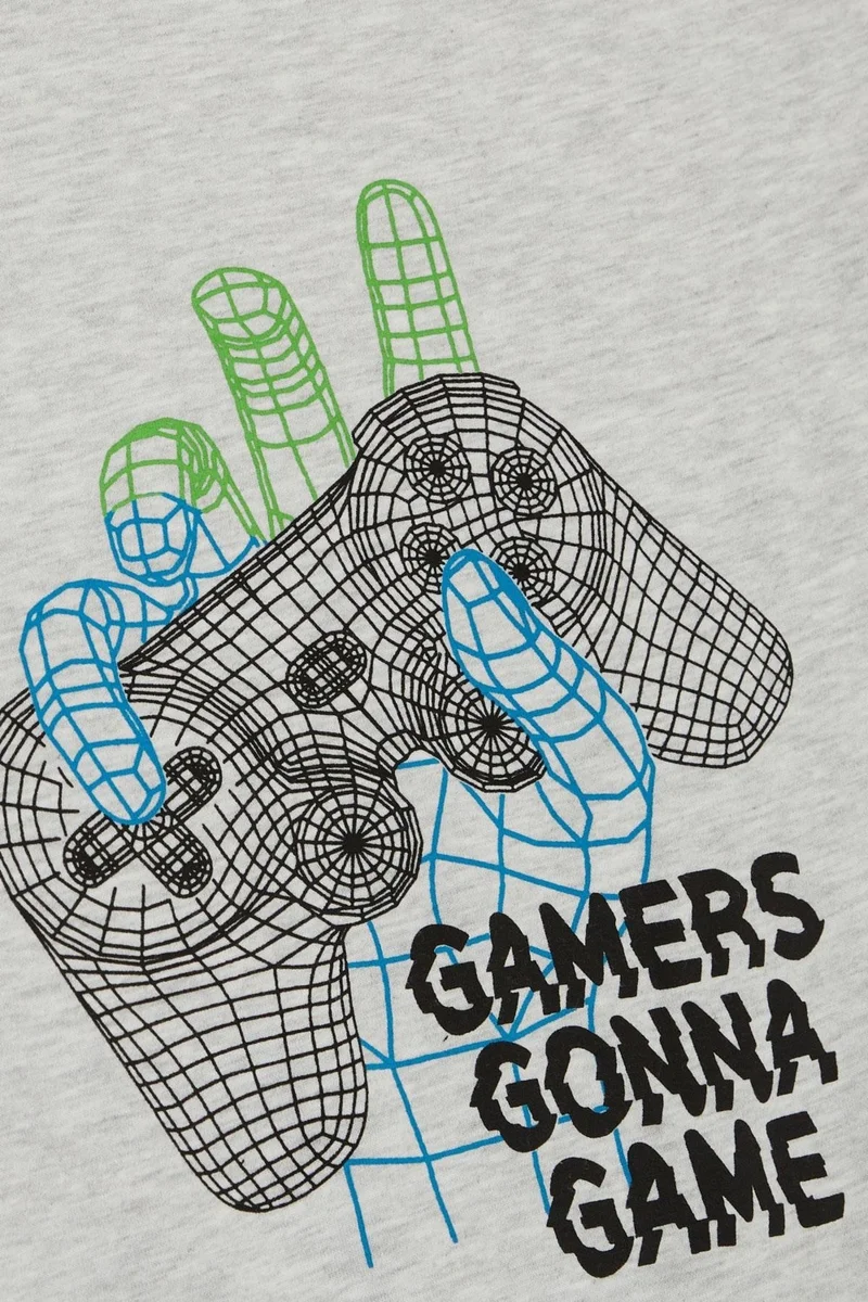 Breeze Boy's T-Shirt Game Console Printed 8-14 Years, Gray Melange
