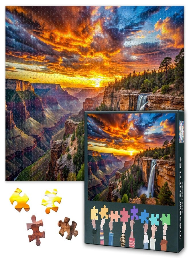 Rebotipy 1000 Piece Puzzle for Adults Canyon Grand Canyon Sunset Adult Puzzle Funny Challenging Puzzles Gifts for Family and Friends Finished Size is 20X27 INCH - Image 1