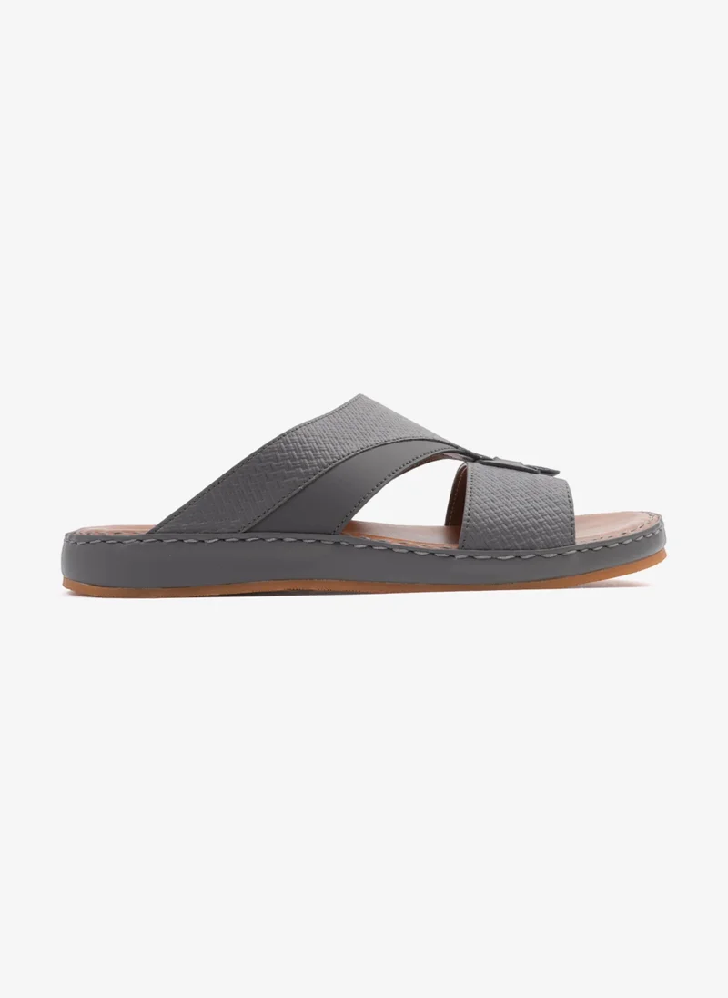 كومفورت بلس COMFORT PLUS MEN'S GENIUNE LEATHER COMFORTABLE FOOTBED SANDALS DARK-GREY