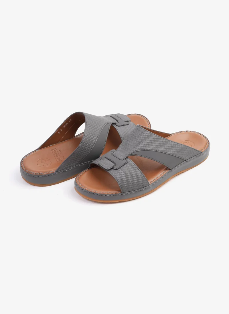 Comfort Plus COMFORT PLUS MEN'S GENIUNE LEATHER COMFORTABLE FOOTBED SANDALS DARK-GREY