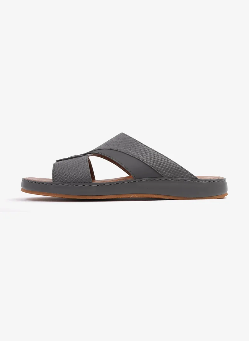 Comfort Plus COMFORT PLUS MEN'S GENIUNE LEATHER COMFORTABLE FOOTBED SANDALS DARK-GREY