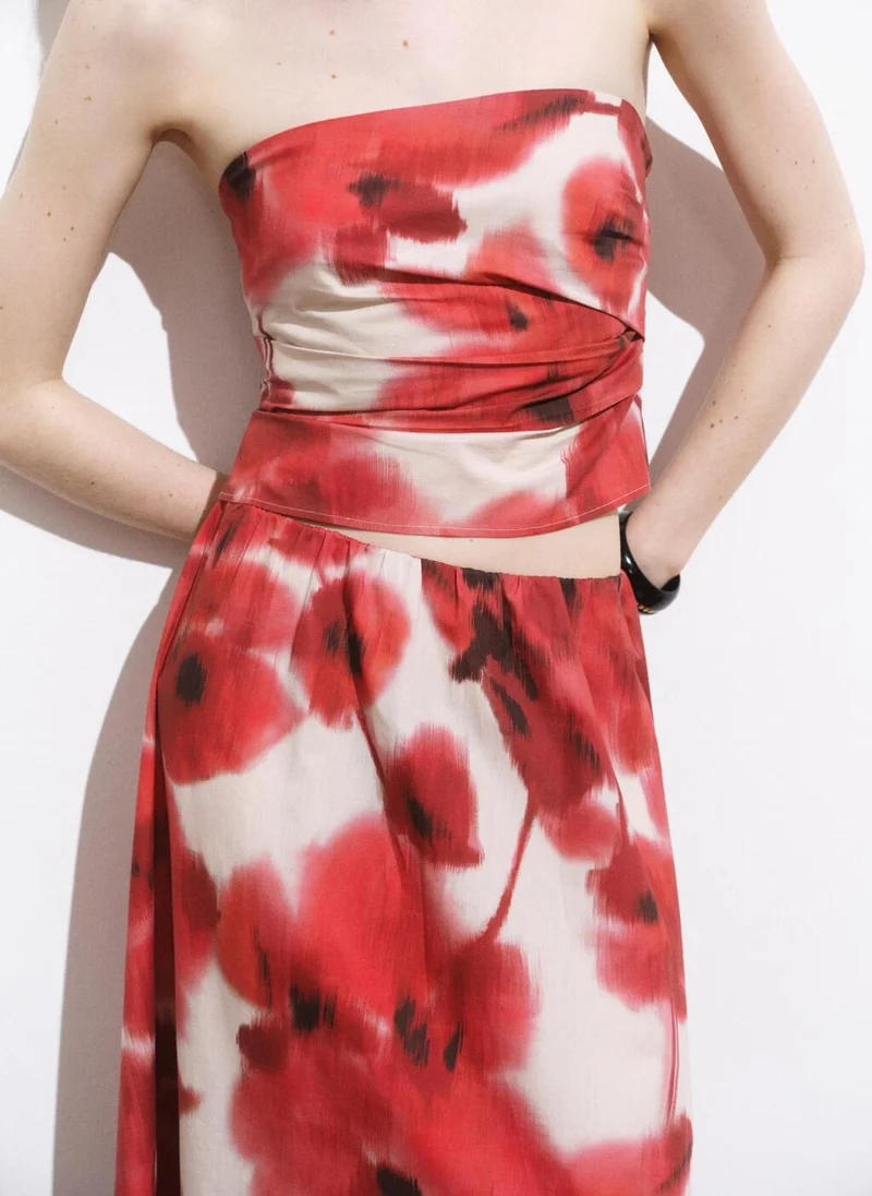 MANGO Floral Bandeau Top