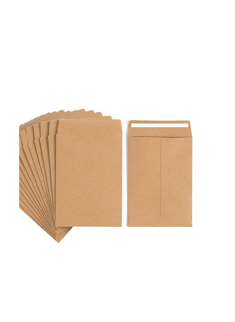 MARKQ Brown Coin Envelopes 6” x 4” Kraft Self-Adhesive Seed Envelopes for Small Items Parts, Wages, Notes, Beads, Garden, Office (50 Pack)  - Image 1