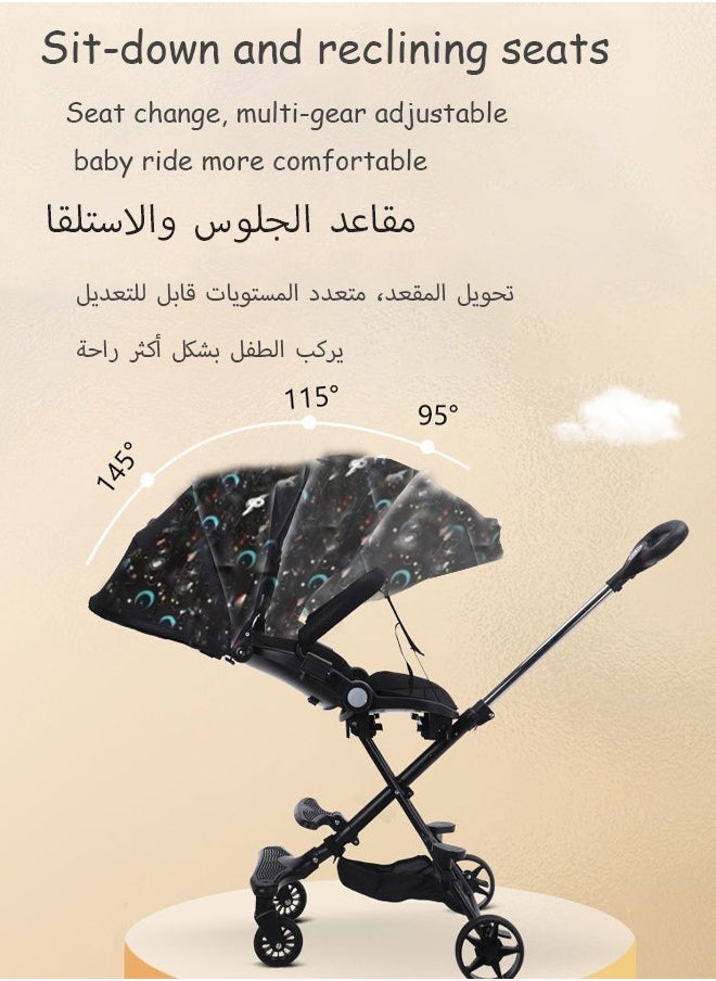 Aissiora Baby Stroller Lightweight Baby Stroller Foldable Travel Pram  Adjustable Seat Easy One-Hand Folding With sunshade Suitable for infants aged 0-3 years old  - Image 3