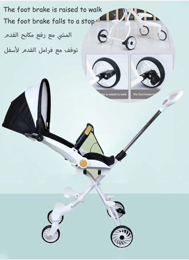 Aissiora Baby Stroller Lightweight Baby Stroller Foldable Travel Pram  Adjustable Seat Easy One-Hand Folding With sunshade Suitable for infants aged 0-3 years old  - Image 5