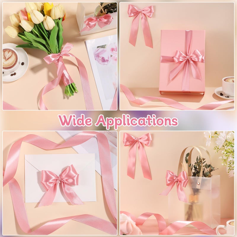 woric Pink Ribbon 1 Inch 50 Yards Pink Bows Satin Ribbon Easter Ribbon for Leis Hair Garland Crafts Garden Decor Baby Shower Easter Basket Decorations Gift Wrapping Wedding Decorations - Image 3