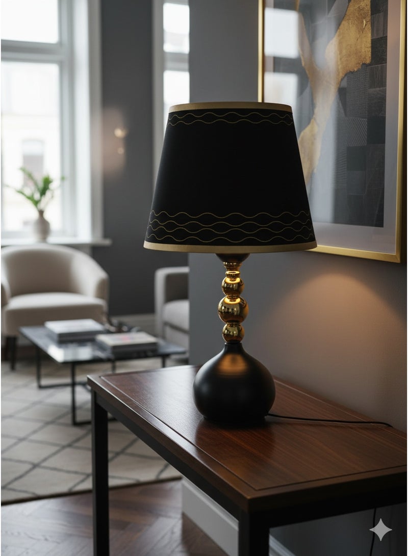 Nisf Al Qamar Luxury Black and Gold Table Lamp - Image 1