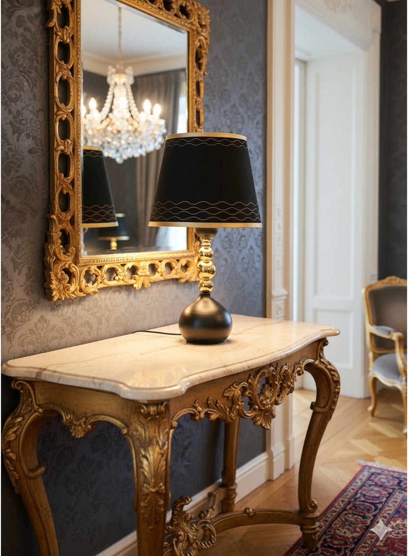 Nisf Al Qamar Luxury Black and Gold Table Lamp - Image 2