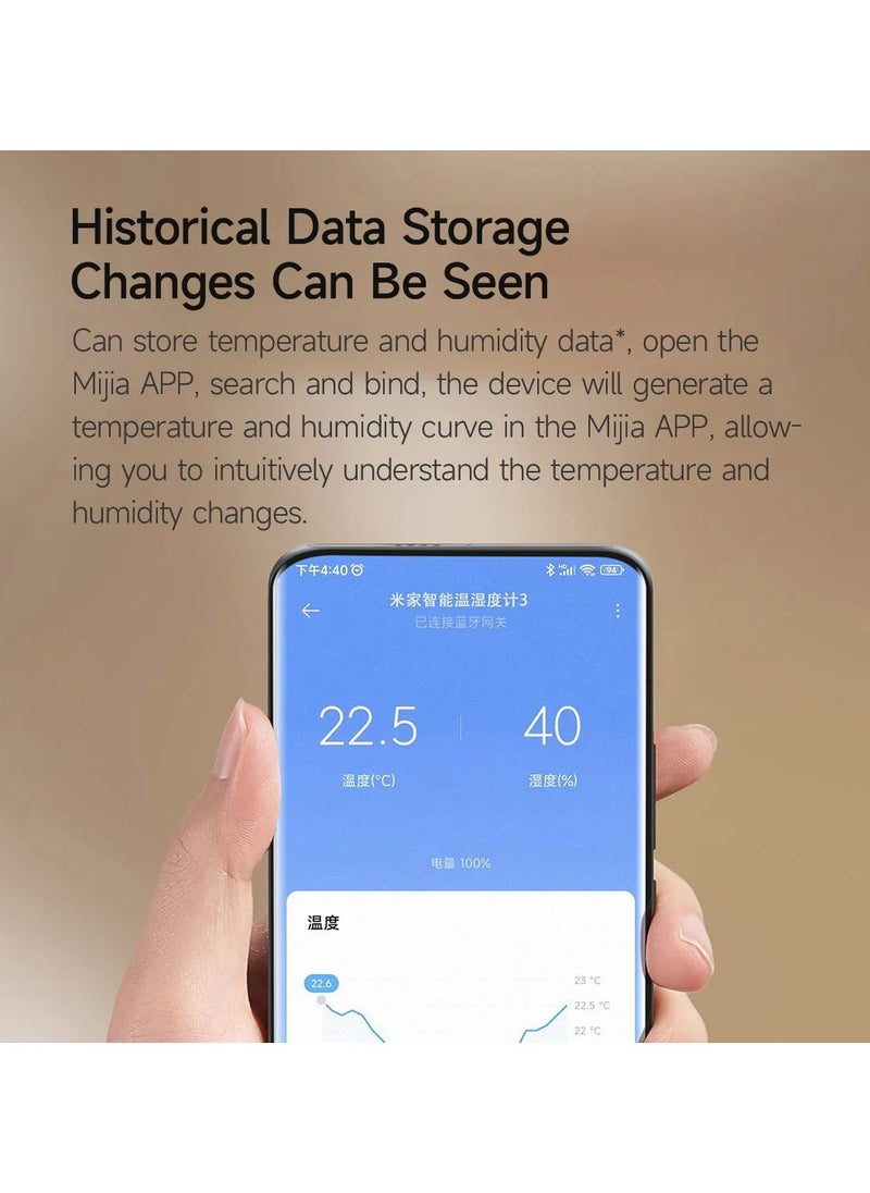 Mijia Bluetooth Thermometer 3,Wireless Smart Electric Digital Hygrometer Temperature and Humidity 3 Work with Mijia APP