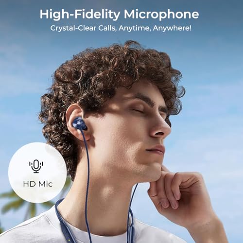 pTron Tangent Rush w/ 50Hrs Playtime, Pristine Sound, Dual-Device Pairing, Bluetooth 5.4 Wireless in-Ear Earphones with Mic, Voice Assistant, Type-C Fast Charging & IPX5 Water Resistant (Ink Blue) - Image 4