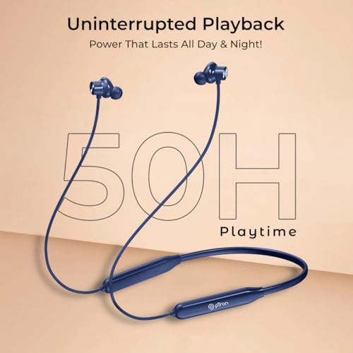 pTron Tangent Rush w/ 50Hrs Playtime, Pristine Sound, Dual-Device Pairing, Bluetooth 5.4 Wireless in-Ear Earphones with Mic, Voice Assistant, Type-C Fast Charging & IPX5 Water Resistant (Ink Blue) - Image 2