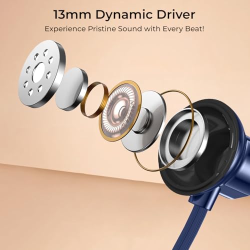 pTron Tangent Rush w/ 50Hrs Playtime, Pristine Sound, Dual-Device Pairing, Bluetooth 5.4 Wireless in-Ear Earphones with Mic, Voice Assistant, Type-C Fast Charging & IPX5 Water Resistant (Ink Blue) - Image 3