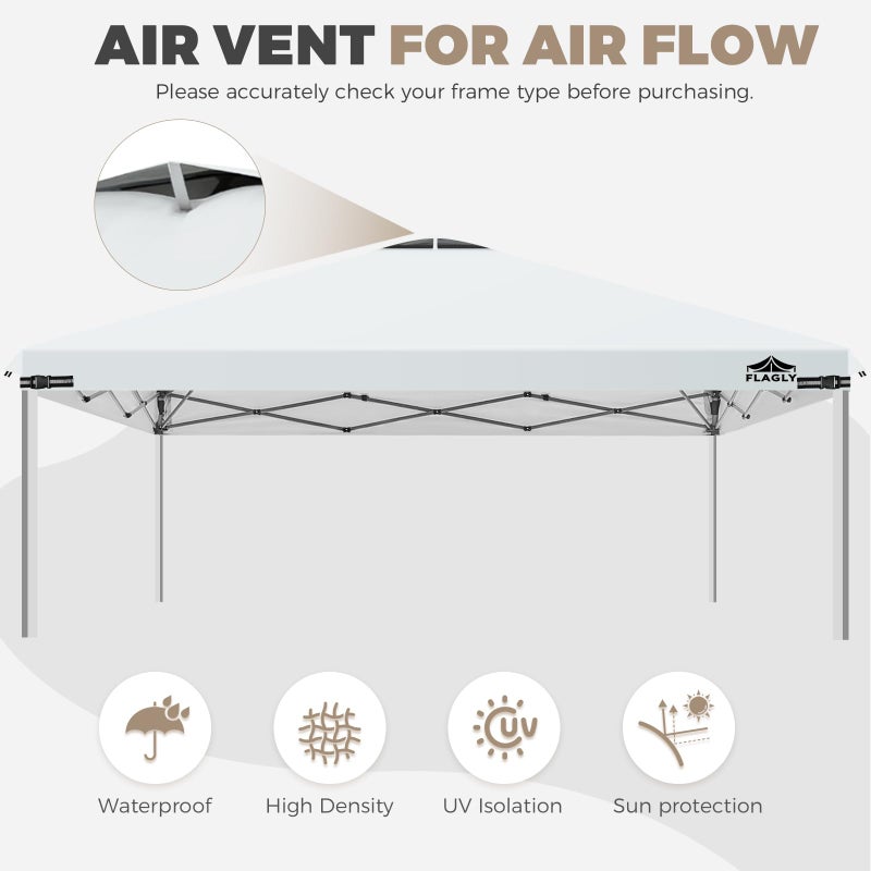 Flagly 10x10ft Replacement Canopy Top with Air Vent, Waterproof & UV Protection Canopy Tent Top Cover for Straight Leg Canopy Frame - for Outdoor, Patio, Event, Trade Show (White, 10x10ft) - Image 3