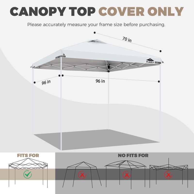 Flagly 10x10ft Replacement Canopy Top with Air Vent, Waterproof & UV Protection Canopy Tent Top Cover for Straight Leg Canopy Frame - for Outdoor, Patio, Event, Trade Show (White, 10x10ft) - Image 2