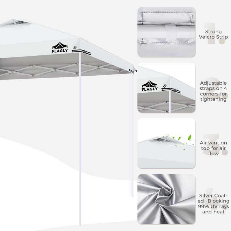 Flagly 10x10ft Replacement Canopy Top with Air Vent, Waterproof & UV Protection Canopy Tent Top Cover for Straight Leg Canopy Frame - for Outdoor, Patio, Event, Trade Show (White, 10x10ft) - Image 4