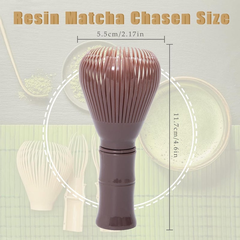 Sumsive Resin Matcha Whisk Traditional Japanese Chasen Matcha Tea Whisk Gifts for Tea Lovers Reusable Plastic Matcha Whisk for Authentic Tea Preparation (Brown) - Image 3