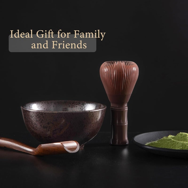 Sumsive Resin Matcha Whisk Traditional Japanese Chasen Matcha Tea Whisk Gifts for Tea Lovers Reusable Plastic Matcha Whisk for Authentic Tea Preparation (Brown) - Image 4