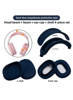 Generic For Apple Airpods Max Silicone Head Beam Protective Cover Beam Dust-proof Bluetooth Headset Ear Movers-Specifications:dark Blue Four-piece Set (ear Cap Shell Of Head Beam)  - Image 1