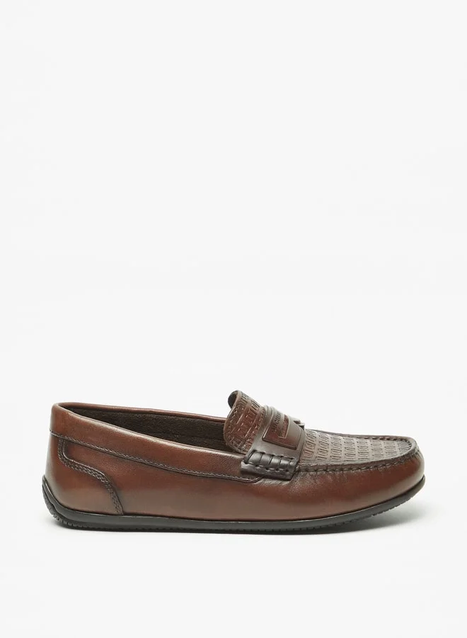 DUCHINI Boys Mister Textured Slip-On Moccasins