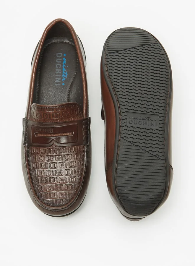 DUCHINI Boys Mister Textured Slip-On Moccasins