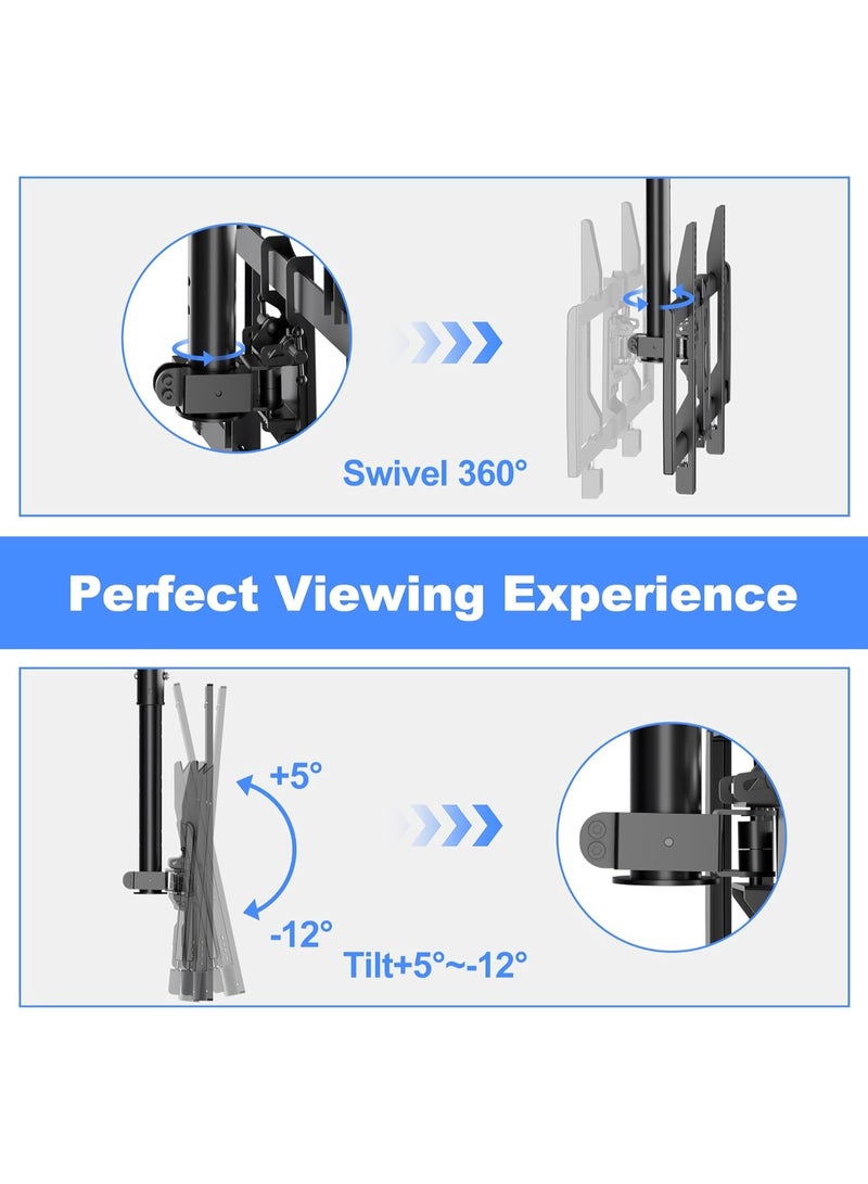 Ceiling TV Mount for 37-75 Inch TVs – Adjustable Height, Swivel & Tilt, Supports up to 50kg - Image 4