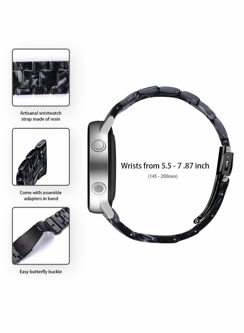 Y&D Resin Bands Compatible with Galaxy Watch4 40mm 44mm for Classic 42mm 46mm/Galaxy Watch3 41mm Watchband 20mm Watch Band Stainless Steel Buckle Strap/Galaxy Active 2-Black - Image 2