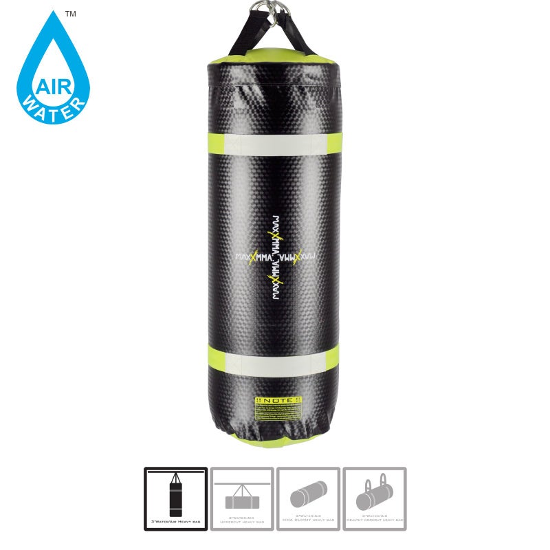 MaxxMMA 3 ft 4-in-1 Water/Air Heavy Bag | Training & Fitness, Uppercut Workout, MMA Grappling, Punching Bag (Black/Neon Yellow) - Image 2