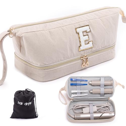 ELCUPA Initial Personalized Hair Dryer CaseDoubleLayer Hair Tools Travel Carrying Case for Shark FlexStyleSmoothStyle with Hair Dryer Bag Hair Air Wrap Dryer Case Flat Curling Iron Travel Organizer - Image 1