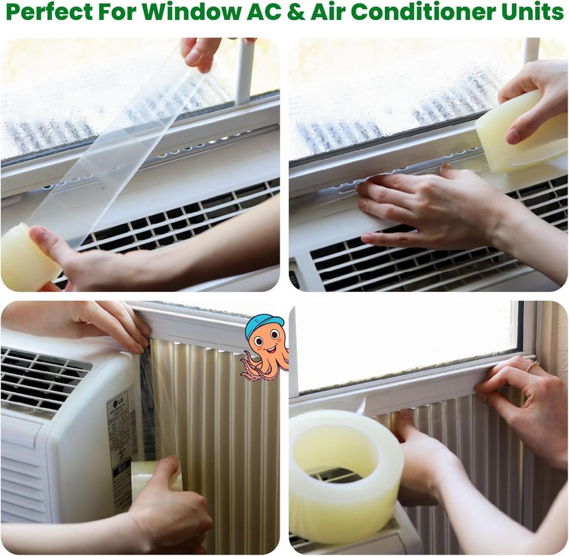 ECOHomes Window Weather Sealing Tape (2 Inch Wide) - Clear Weather Stripping Window Seal Tape Stops Draft from Entering Through Gaps, Windows, AC Unit - Insulation Seal for Air Conditioner, 90 Ft - Image 4