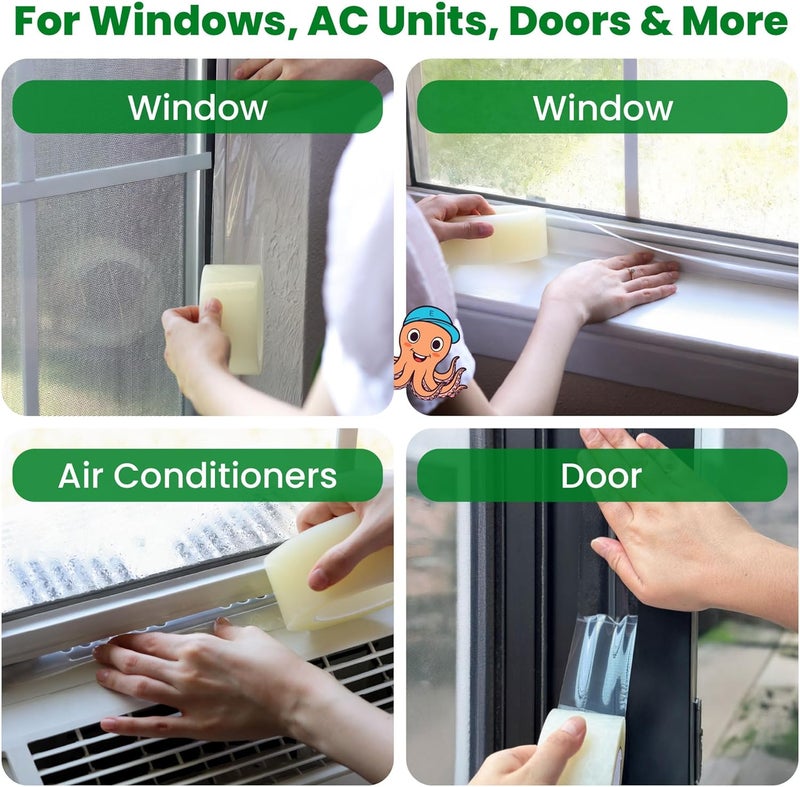 ECOHomes Window Weather Sealing Tape (2 Inch Wide) - Clear Weather Stripping Window Seal Tape Stops Draft from Entering Through Gaps, Windows, AC Unit - Insulation Seal for Air Conditioner, 90 Ft - Image 2