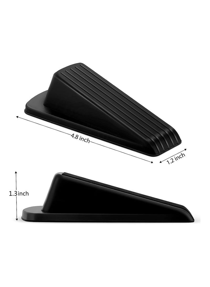 مصدات باب من ، 4 قطع، مصدات باب مطاطية كبيرة بتصميم متعدد الاسطح، مصدات باب سفلية تمنع الانغلاق، مصد باب قوي قابل للتكديس (اسود) - Image 2