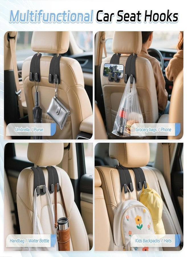 LARYNX Car Headrest Hanger Hooks, 2-in-1 Premium Leather with Metal Hooks, for Purses, Handbags, Grocery Bags and Phone, (2 Pcs) - Image 2