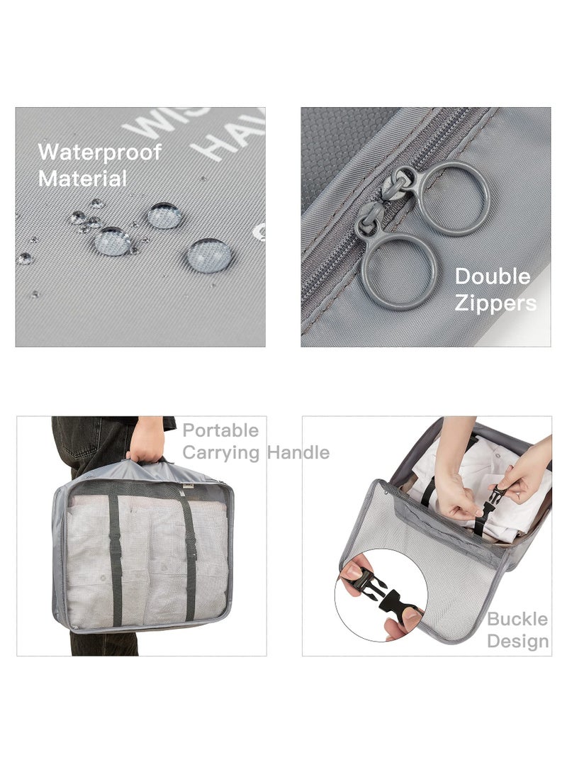 KASTWAVE - Packing Cubes for Travel, 8 Pcs Travel Cubes for Suitcase Lightweight Travel Essential Bag with Large Toiletries Bag for Clothes Shoes Cosmetics Toiletries (Grey) - Image 1