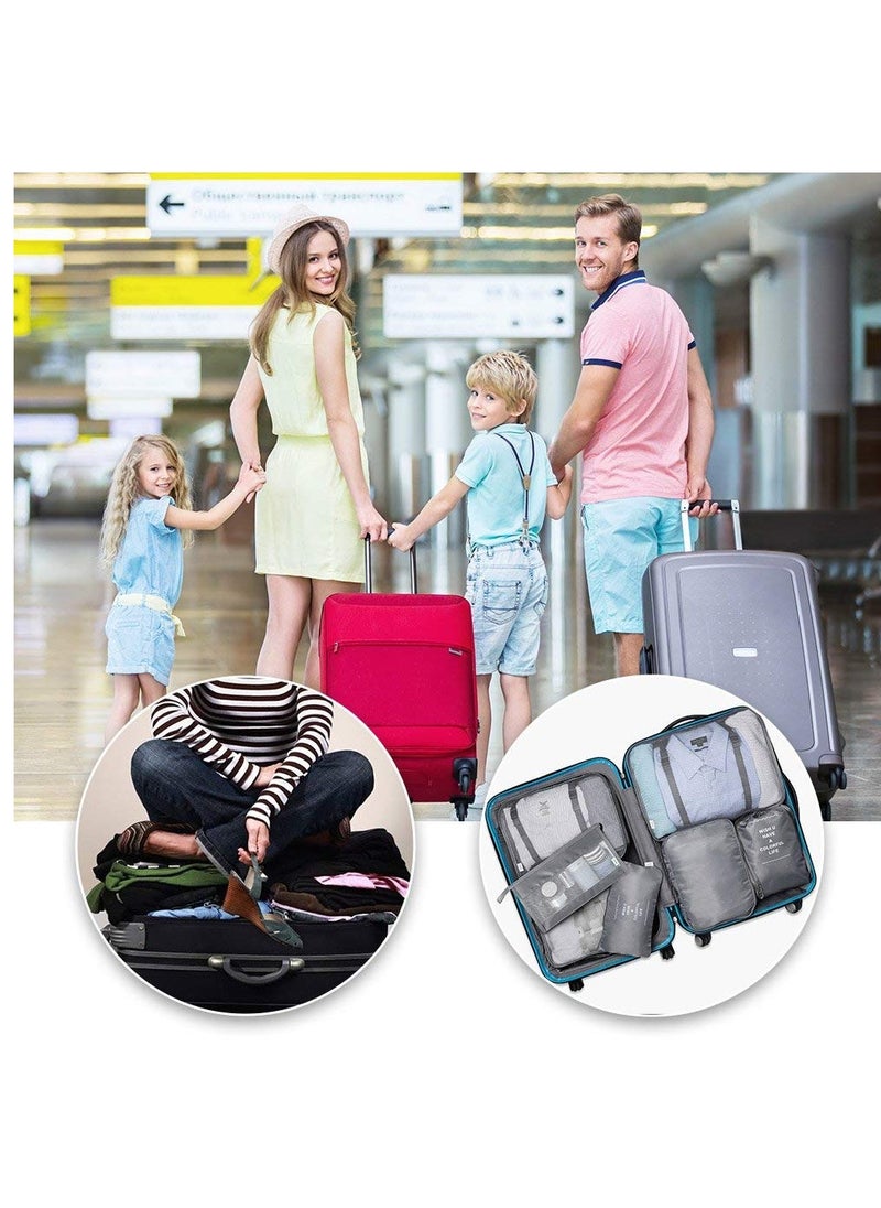 KASTWAVE - Packing Cubes for Travel, 8 Pcs Travel Cubes for Suitcase Lightweight Travel Essential Bag with Large Toiletries Bag for Clothes Shoes Cosmetics Toiletries (Grey) - Image 1