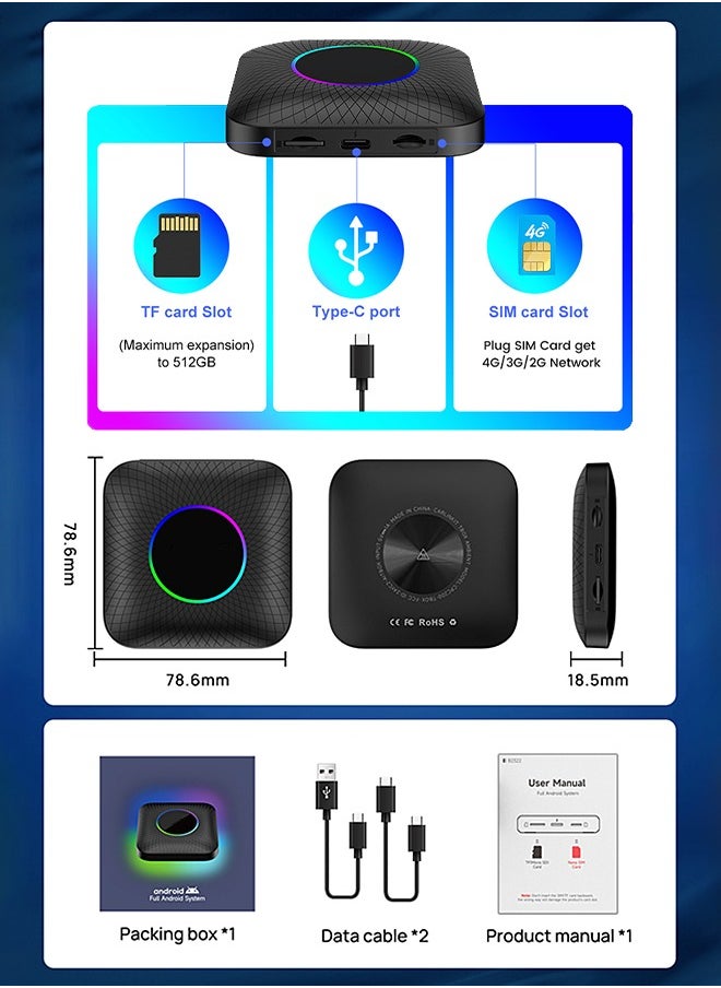 Wireless CarPlay Box - Wireless Android Auto 4GB+64GB (RAM+ROM) - Car Adapter - 3-in-1 Car AI Box - Built-in GPS, Android 13, Dual-band Wifi, Bluetooth - pzsku/Z56F33D67DA876EA3600CZ/45/_/1696657798/d8c41fb7-8143-42ee-a5f1-2aebfc68bc82