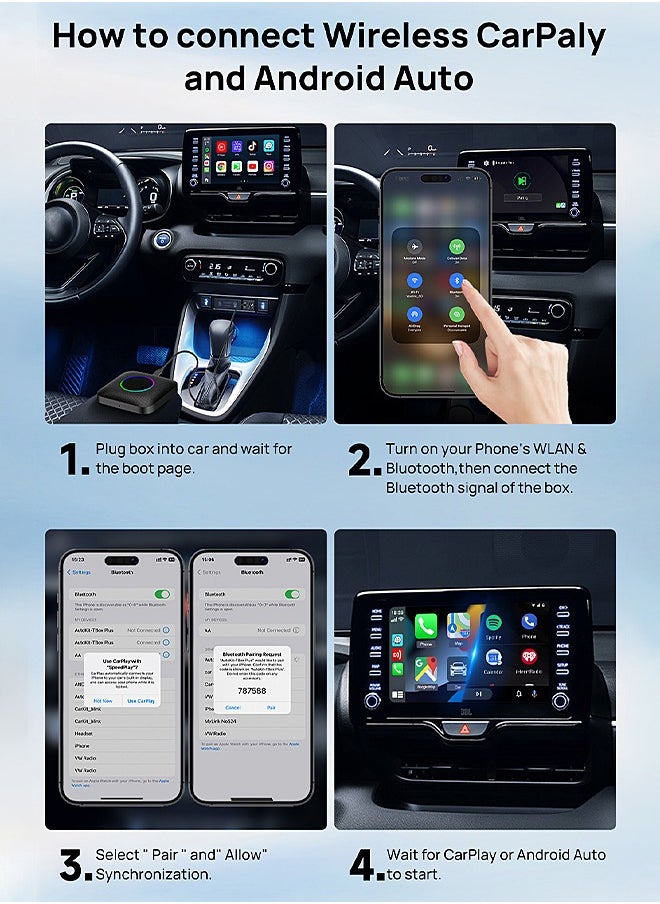 Mi VAZA - Wireless CarPlay Box - Wireless Android Auto 4GB+64GB (RAM+ROM) - Car Adapter - 3-in-1 Car AI Box - Built-in GPS, Android 13, Dual-band Wifi, Bluetooth - Image 1