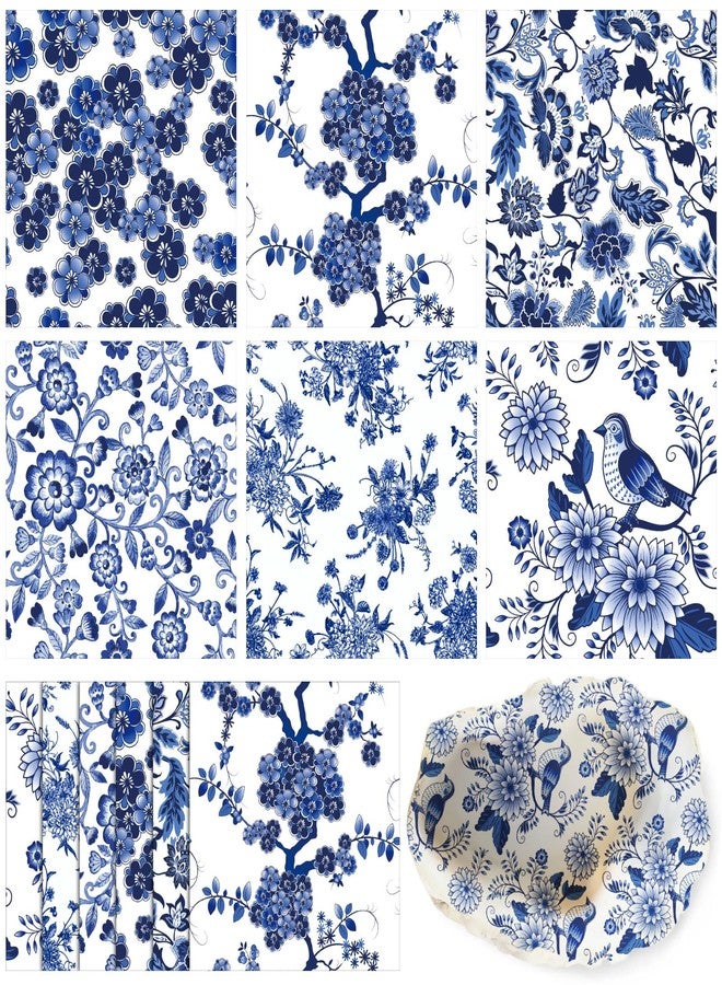 ايباك مجموعة إيباخ من 36 منديل ورقي أزرق وأبيض بنمط عيد الميلاد، 6 أنماط مختلفة، مناسبة للديكوباج، مناديل كوكتيل مزخرفة بنقوش زهور صينية متنوعة، ورق تويل للأعمال اليدوية، مشاريع DIY، ديكور الأثاث، طول كل منديل 13 بوصة عند عدم طيه. - Image 1